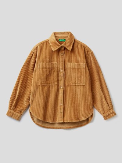 Orange Kids' Benetton Oversized Velvet Shirts | AU866960