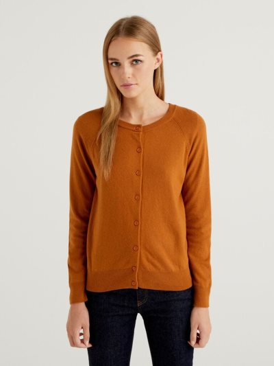 Orange Women's Benetton Orange Wool Blend Cardigan | AU420377