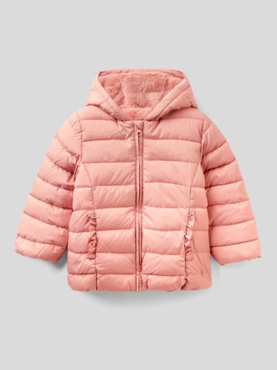 Pastel Pink Kids' Benetton Puffer Rouches Padded Jackets | AU528814