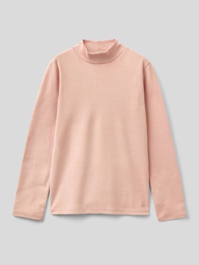 Pastel Pink Kids' Benetton Pure Organic Cotton Long Sleeve T-shirts | AU105977