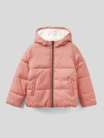 Pastel Pink Kids' Benetton Rain Defender Hood Padded Jackets | AU485205