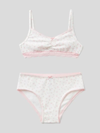 Pastel Pink Kids' Benetton Stretch Cotton Bra Matching Sets | AU725459