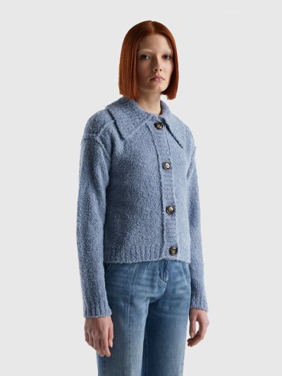 Periwinkle Women's Benetton Bouclé Yarn Jackets | AU119572