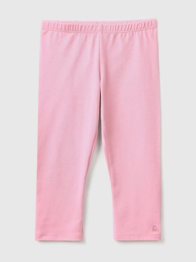 Pink Kids' Benetton 3/4 Stretch Cotton Leggings | AU526022