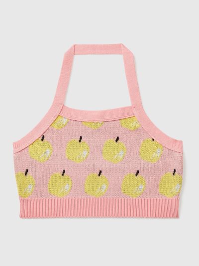 Pink Kids' Benetton Apple Pattern Crop Tanks | AU333486