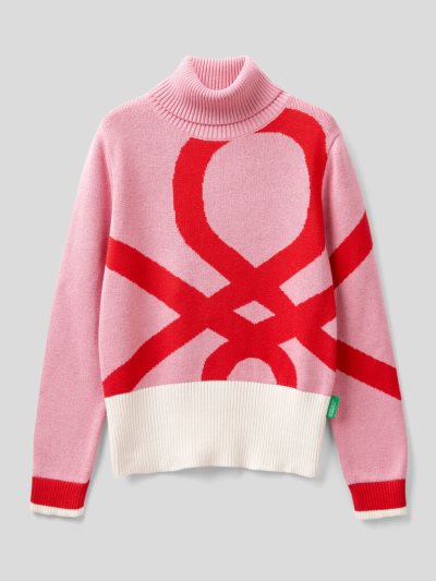 Pink Kids' Benetton Benettonxpantone™ Turtleneck Jumpers | AU076301