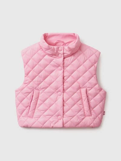Pink Kids' Benetton Boxy Fit Quilted Vest | AU892003