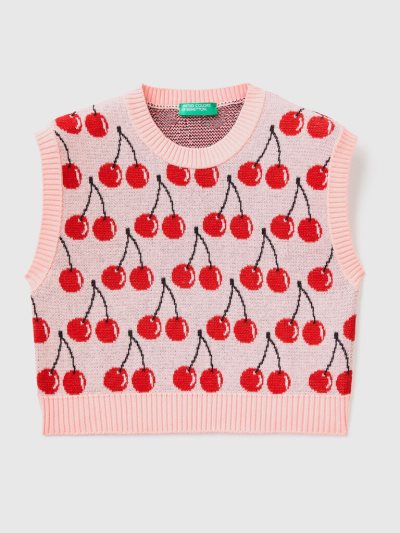 Pink Kids' Benetton Cherry Pattern Vest | AU153645