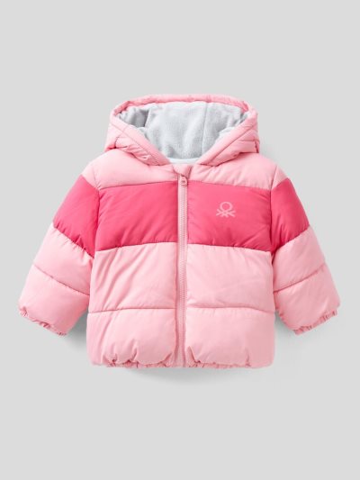Pink Kids' Benetton Color Block Puffer Jackets | AU852067