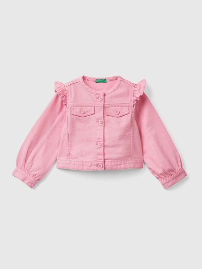 Pink Kids' Benetton Colorful Stretch Cotton Jackets | AU473891