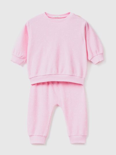 Pink Kids' Benetton Coordinated Terry Dungarees | AU957088