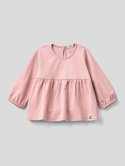 Pink Kids' Benetton Gathering On The Yoke T Shirts | AU537206