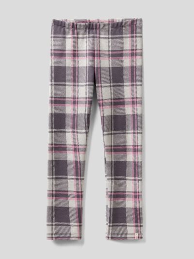 Pink Kids' Benetton Jacquard Check Leggings | AU138876