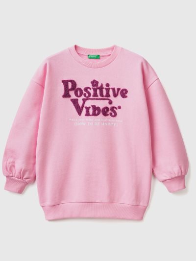 Pink Kids' Benetton Oversized Embroidery Sweatshirt | AU433564