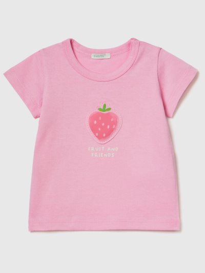Pink Kids' Benetton Patch And Print T Shirts | AU965484