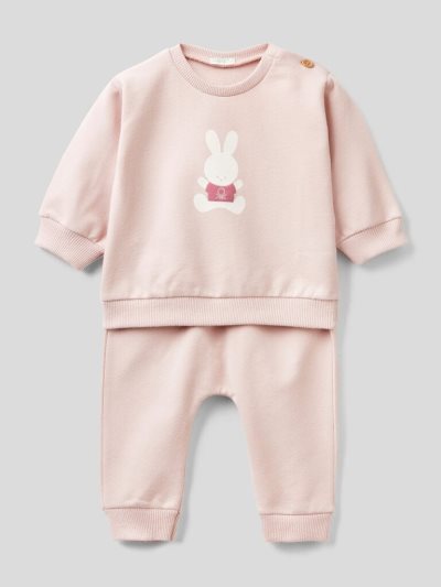 Pink Kids' Benetton Set Stretch Sweat Outfit | AU731177