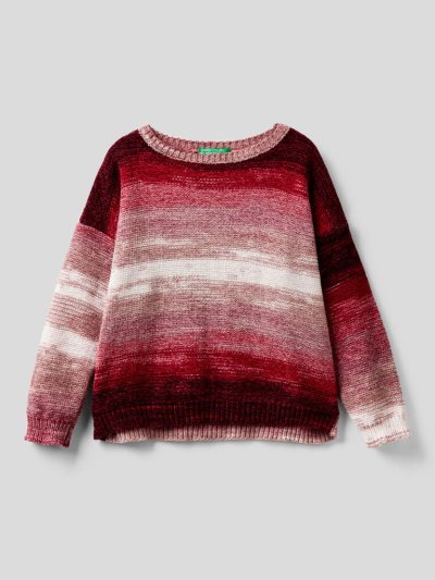 Pink Kids' Benetton Striped Chenille Sweaters | AU139767