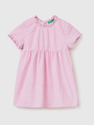 Pink Kids' Benetton Striped Ruffles Dress | AU748713