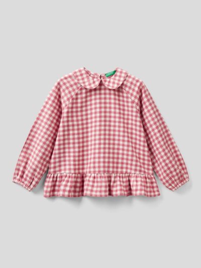 Pink Kids' Benetton Vichy Flannel Shirts | AU355234