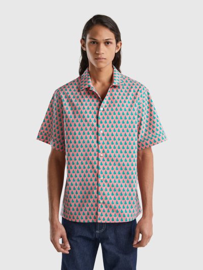 Pink Men's Benetton Pear Pattern Shirts | AU558715