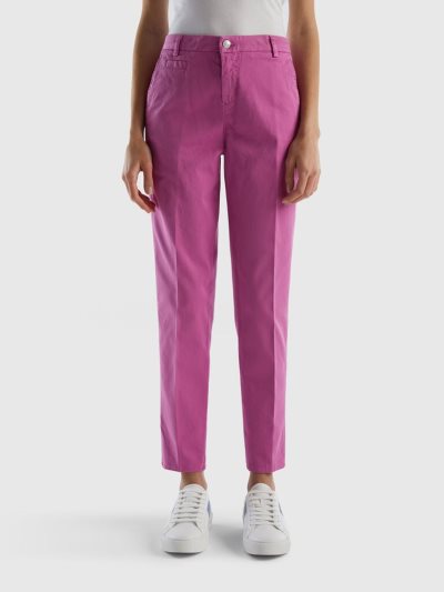 Pink Women's Benetton Cotton Slim Fit Chinos | AU662370