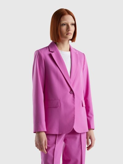 Pink Women's Benetton Lined Flowy Blazers | AU726795