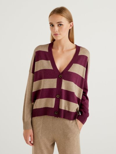 Plum Women's Benetton Boxy Fit Wool Blend Cardigan | AU112512