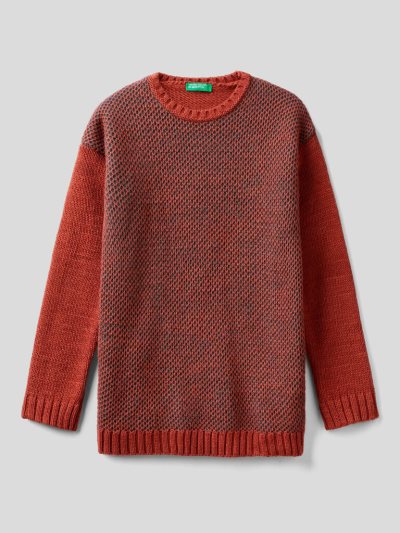 Red Kids' Benetton Crew Neck Mesh Sweaters | AU050738