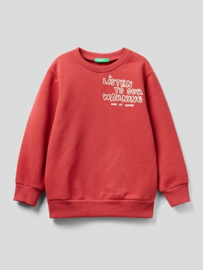 Red Kids' Benetton Crew Neck Warm Print Sweatshirt | AU039144