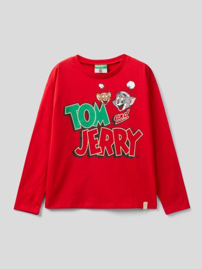 Red Kids' Benetton Tom & Jerry Christmas Long Sleeve T-shirts | AU023201