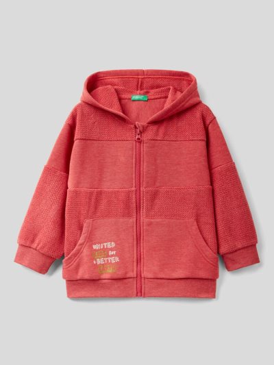 Red Kids' Benetton Zip-up Hoodie | AU075518