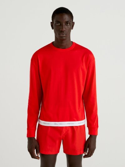 Red Men's Benetton Logoed Elastic Sweatshirt | AU167452