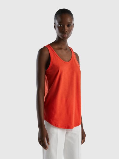 Red Women's Benetton Lightweight Cotton Tanks | AU678842