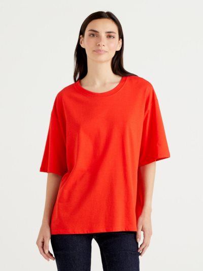 Red Women's Benetton Oversized Short Sleeve T Shirts | AU004254