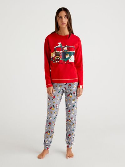 Red Women's Benetton Peanuts Christmas Matching Sets | AU247295