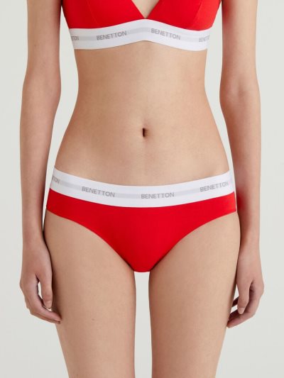 Red Women's Benetton Stretch Organic Cotton Knickers | AU168421