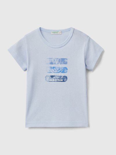 Sky Blue Kids' Benetton 100% Organic Cotton T Shirts | AU574181
