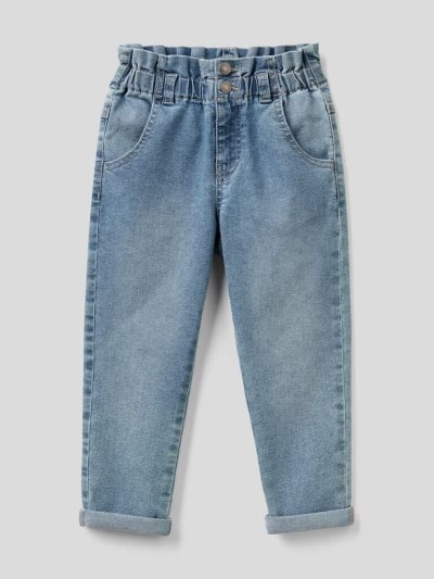 Sky Blue Kids' Benetton Eco-recycle Paperbag Cut Jeans | AU071464