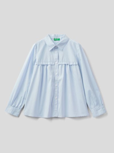 Sky Blue Kids' Benetton Rouches On The Yoke Shirts | AU421005