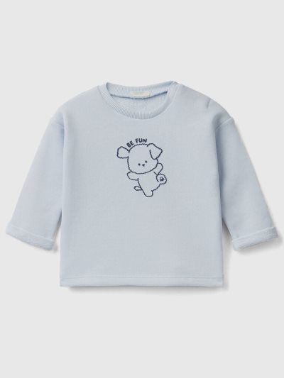 Sky Blue Kids' Benetton Soft Organic Cotton Print Sweatshirt | AU018267