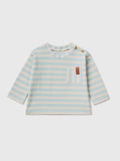 Sky Blue Kids' Benetton Striped Pocket T Shirts | AU504119