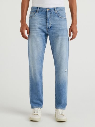 Sky Blue Men's Benetton Cropped Jeans | AU700521