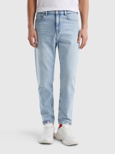 Sky Blue Men's Benetton Five-pocket Loose Fit Jeans | AU884234