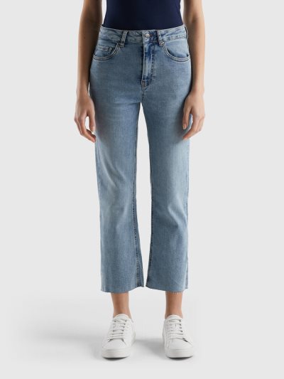 Sky Blue Women's Benetton Cropped Five-pocket Jeans | AU530745