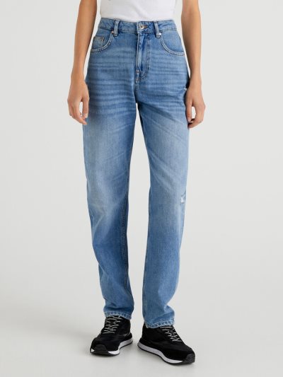 Sky Blue Women's Benetton Partially Recycled Cotton Jeans | AU955302