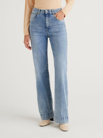 Sky Blue Women's Benetton Stretch Flared Jeans | AU156799