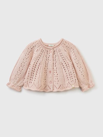 Soft Pink Kids' Benetton Knit Lurex Cardigan | AU719529