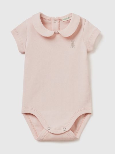 Soft Pink Kids' Benetton Onesie Collar Organic Cotton Outfit | AU104036