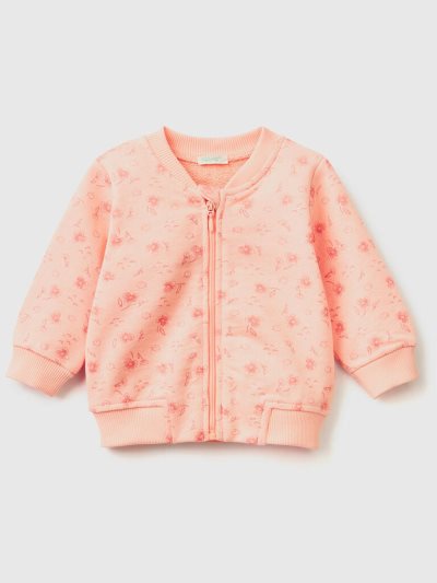 Soft Pink Kids' Benetton Patterned Pure Cotton Sweatshirt | AU058937
