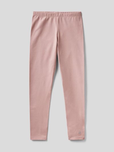 Soft Pink Kids' Benetton Stretch Cotton Logo Leggings | AU760960